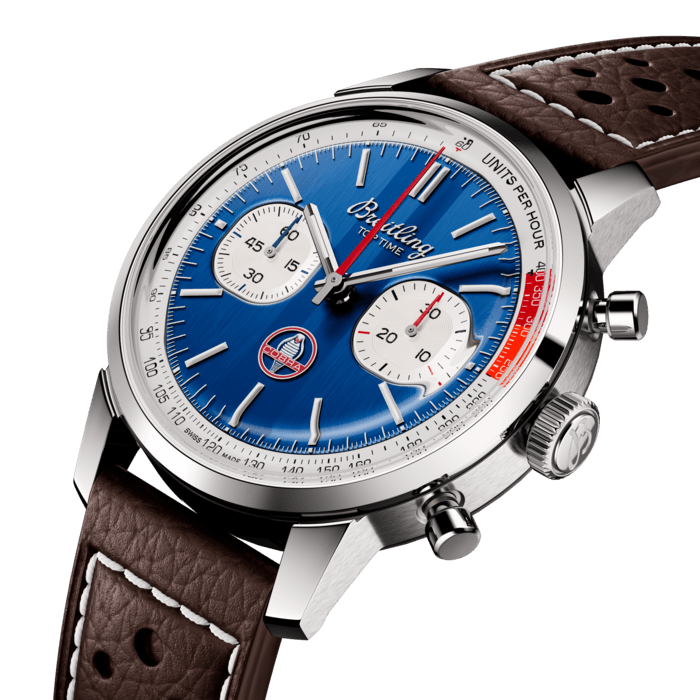  Shop Authentic Breitling Top Time B01 Shelby Cobra Blue Dial Brown Leather Strap Watch for Men - AB01763A1C1X1 - Luxxuri