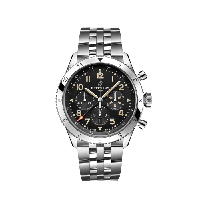  Shop Authentic Breitling Super Avi B04 Chronograph GMT 46 P-51 Mustang Black Dial Silver Steel Strap Watch for Men - AB04453A1B1A1 - Luxxuri