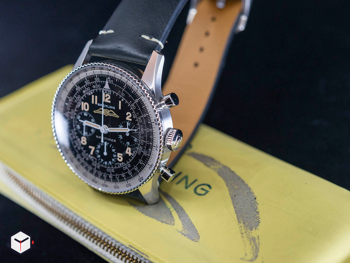  Shop Authentic Breitling Navitimer Ref. 806 1959 Re-Edition Black Dial Brown Leather Strap Watch for Men - AB0910371B1X1 - Luxxuri