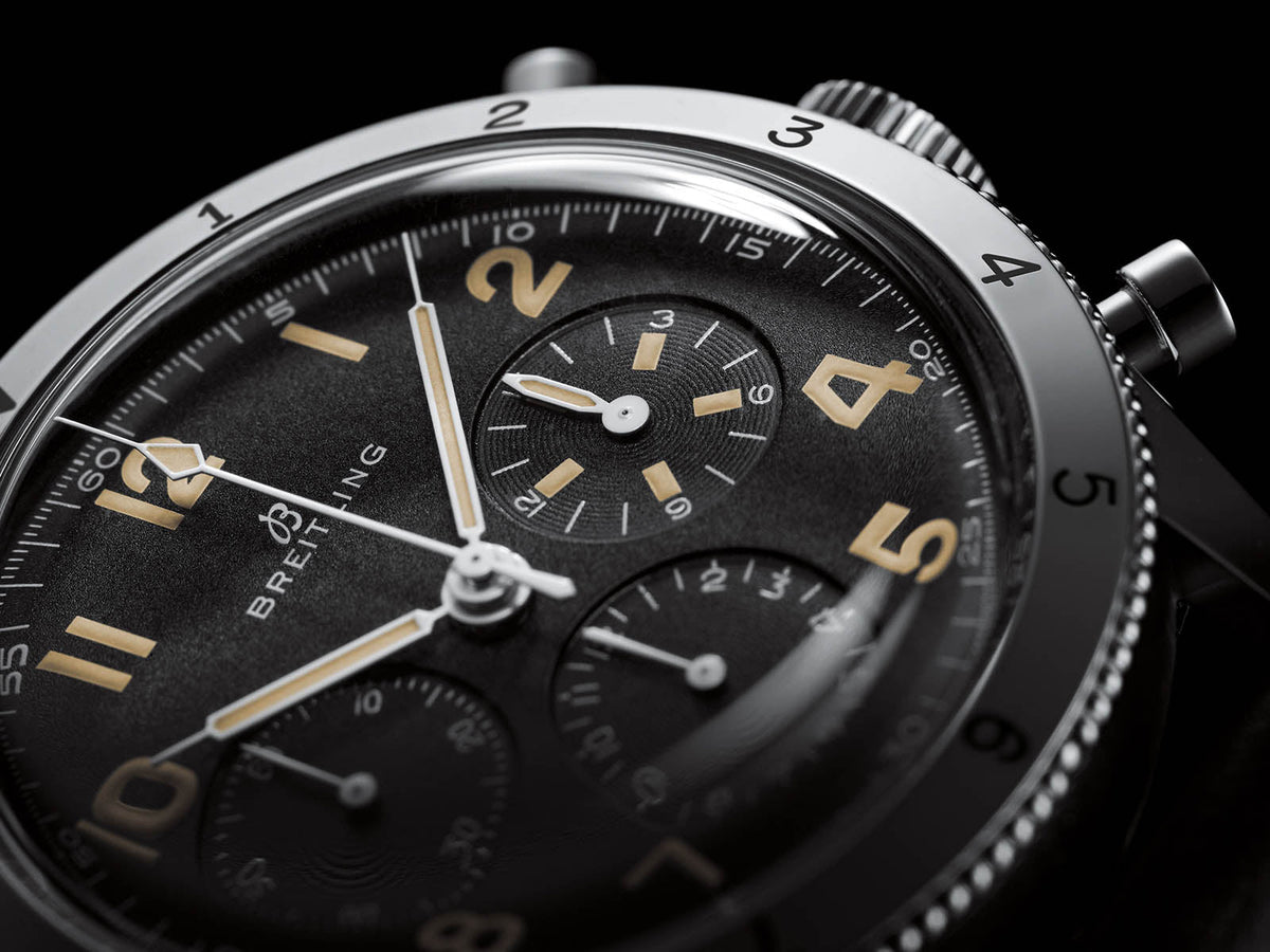  Shop Authentic Breitling Avi Ref. 765 1953 Re-Edition Black Dial Black Leather Strap Watch for Men - AB0920131B1X1 - Luxxuri