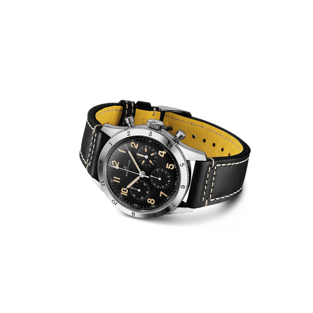  Shop Authentic Breitling Avi Ref. 765 1953 Re-Edition Black Dial Black Leather Strap Watch for Men - AB0920131B1X1 - Luxxuri