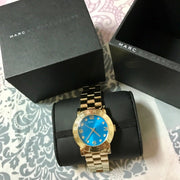  Shop Authentic Marc Jacobs Amy Blue Dial Gold Steel Strap Watch for Women - MBM3303 - Luxxuri