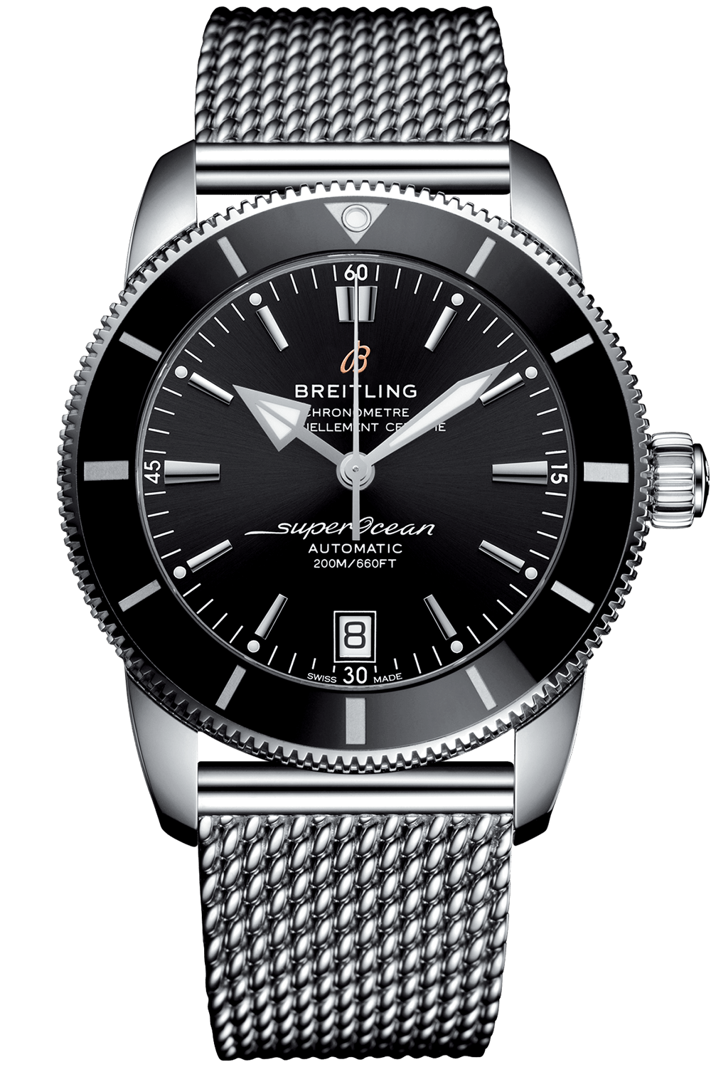  Shop Authentic Breitling Superocean Heritage B20 Automatic 42 Black Dial Silver Mesh Bracelet Watch for Men - AB2010121B1A1 - Luxxuri