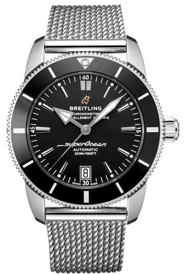  Shop Authentic Breitling Superocean Heritage B20 Automatic 42 Black Dial Silver Mesh Bracelet Watch for Men - AB2010121B1A1 - Luxxuri