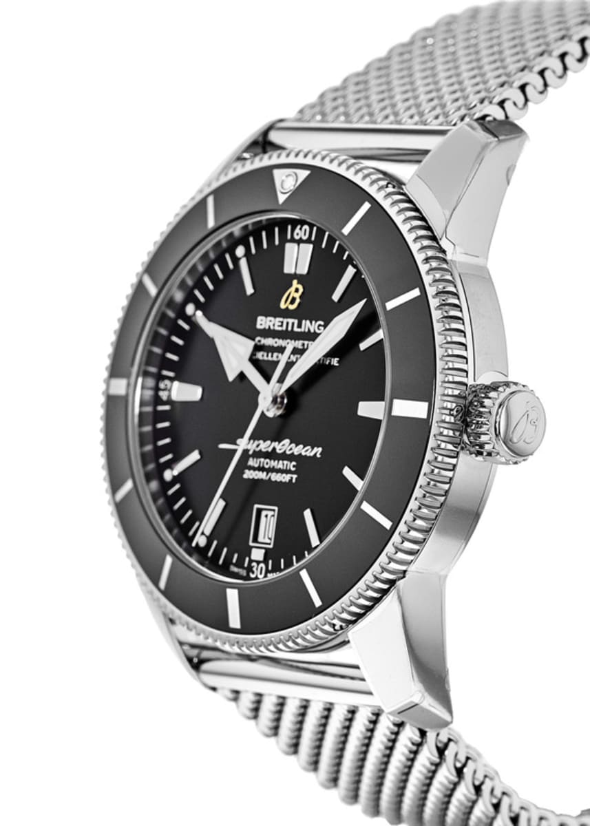  Shop Authentic Breitling Superocean Heritage B20 Automatic 46 Black Dial Silver Mesh Bracelet Watch for Men - AB2020121B1A1 - Luxxuri