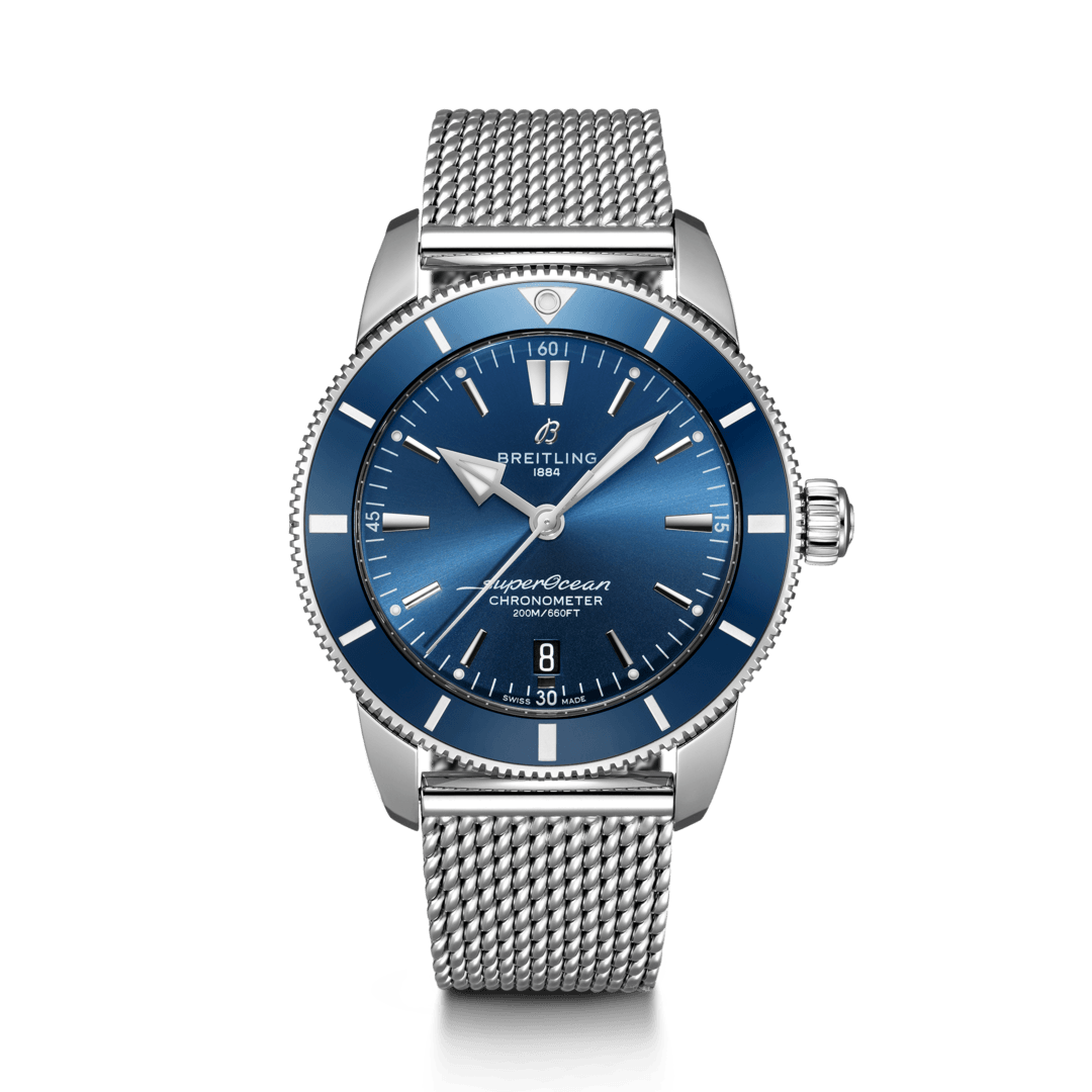  Shop Authentic Breitling Superocean Heritage B20 Automatic 44 Blue Dial Silver Mesh Bracelet Watch for Men - AB2030161C1A1 - Luxxuri
