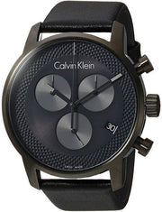  Shop Authentic Calvin Klein City Chronograph Grey Dial Black Leather Strap Watch for Men - K2G177C3 - Luxxuri