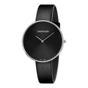  Shop Authentic Calvin Klein Full Moon Black Dial Black Leather Strap Watch for Women - K8Y231C1 - Luxxuri