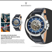  Shop Authentic Maserati Ingegno Automatic Blue Skeleton Dial Black Leather Strap Watch For Men - R8821119004 - Luxxuri