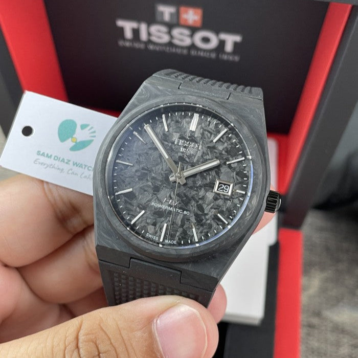  Shop Authentic Tissot PRX Powermatic 80 Carbon Black Dial Black Rubber Strap Watch for Men - T137.907.97.201.00 - Luxxuri