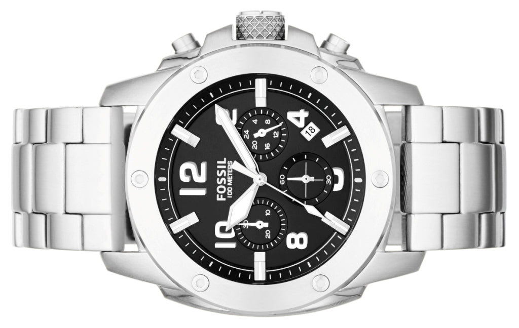  Shop Authentic Fossil Modern Machine Black Dial Silver Steel Strap Watch for Men - FS4926 - Luxxuri