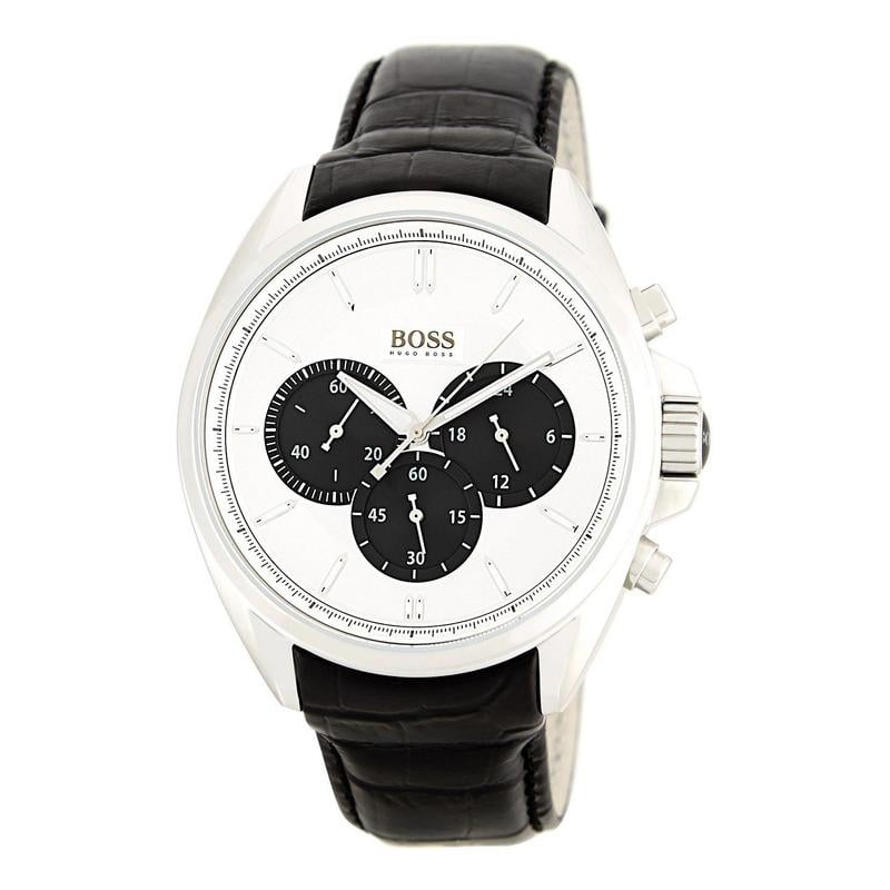  Shop Authentic Hugo Boss Driver Chronograph Quartz Silver Dial Black Leather Strap Watch For Men - 1512880 - Luxxuri