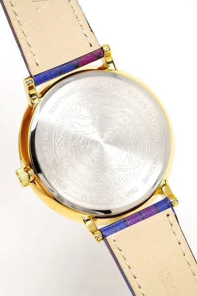  Shop Authentic Versace V-Circle The Clans Edition Silver Dial Multicolor Leather Strap Watch for Women - VE8100118 - Luxxuri