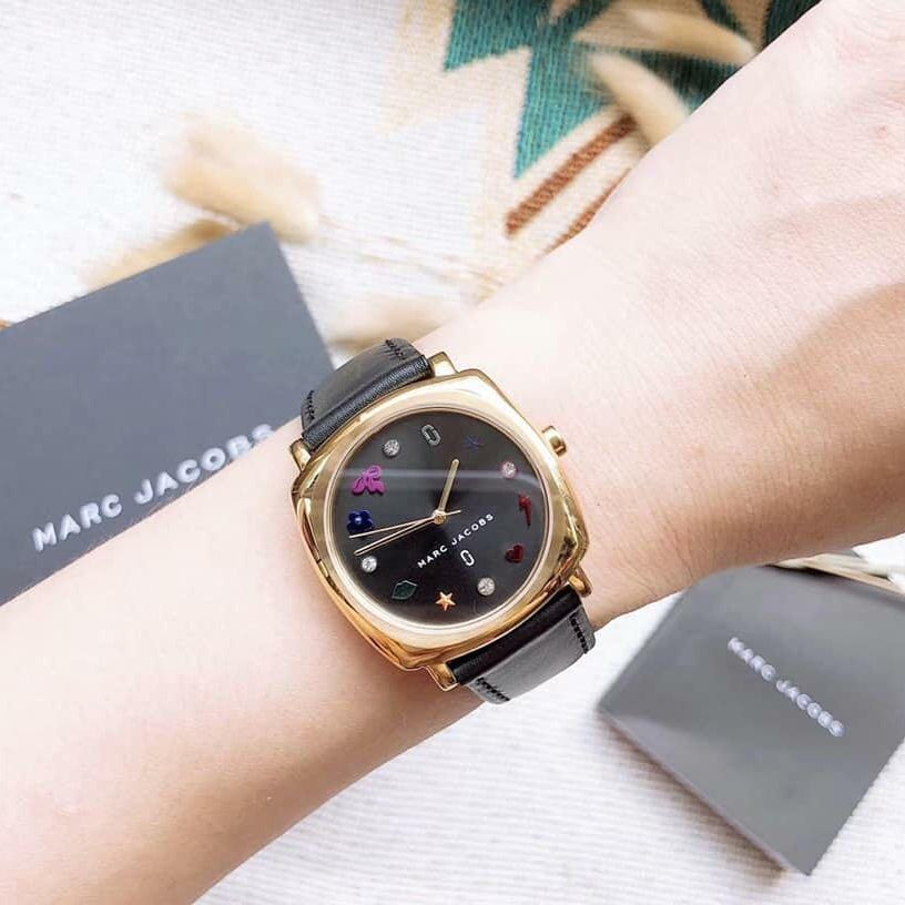  Shop Authentic Marc Jacobs Mandy Black Dial Black Leather Strap Watch for Women - MJ1597 - Luxxuri
