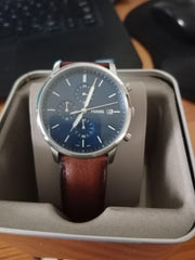  Shop Authentic Fossil Neutra Chronograph Blue Dial Brown Leather Strap Watch for Men - FS5791 - Luxxuri