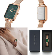  Shop Authentic Daniel Wellington Quadro Melrose Green Dial Rose Gold Mesh Strap Watch For Women - DW00100437 - Luxxuri
