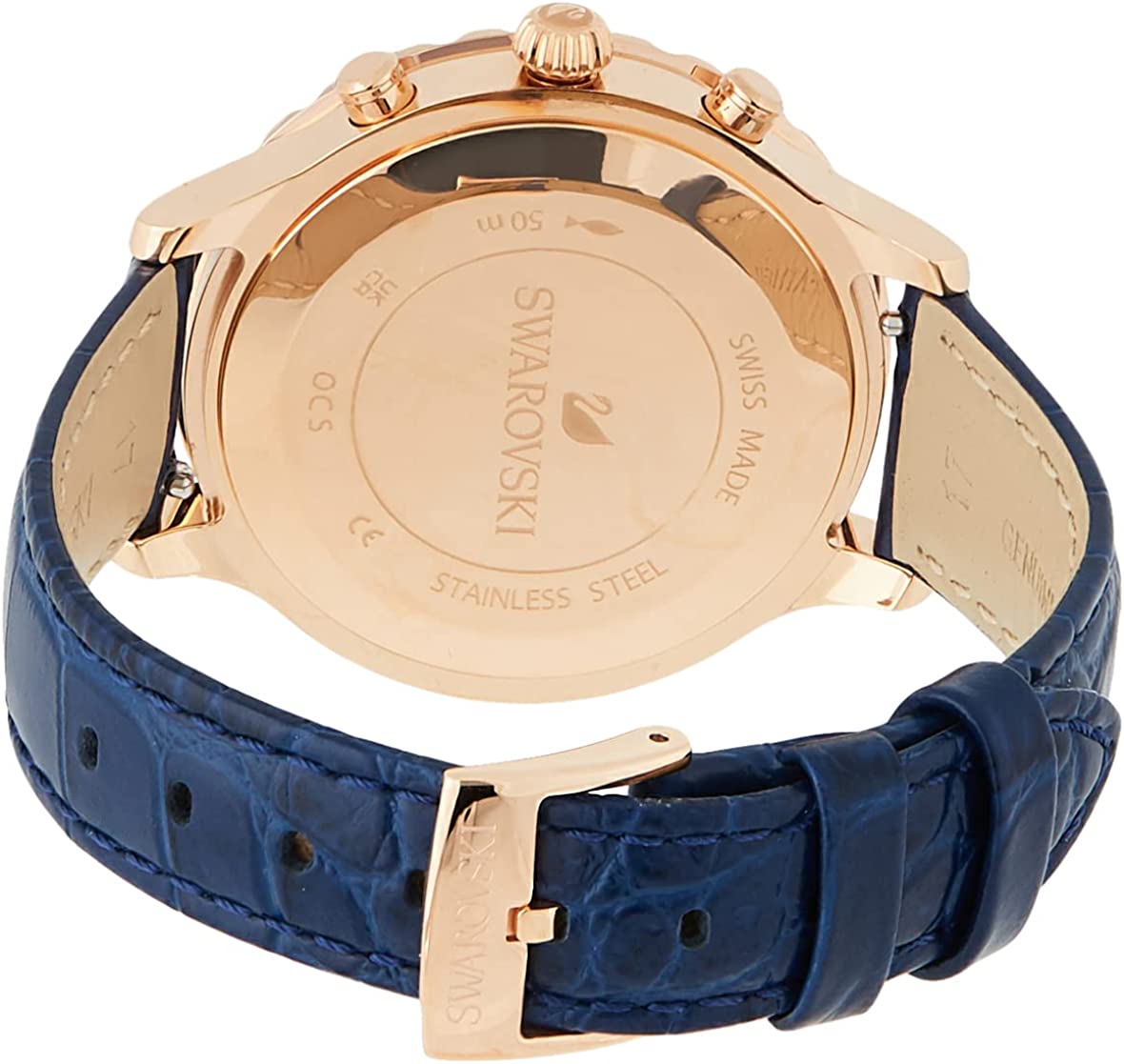  Shop Authentic Swarovski Octea Lux Chrono Blue Dial Blue Leather Strap Watch for Women - 5563480 - Luxxuri