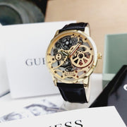  Shop Authentic Guess Gadget Gold Dial Black Leather Strap Watch for Men - GW0570G1 - Luxxuri