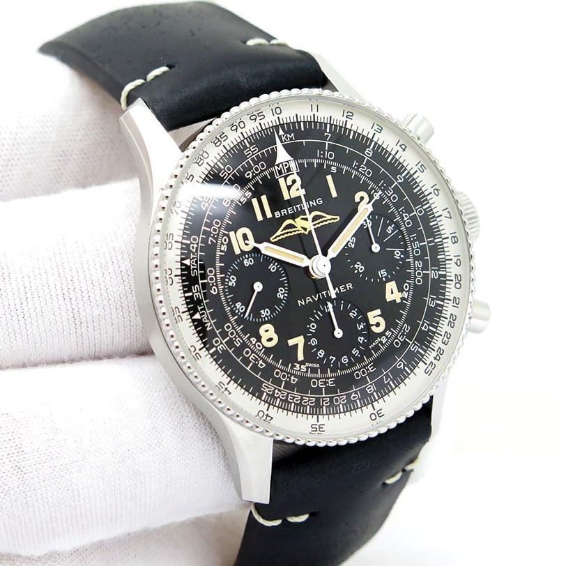  Shop Authentic Breitling Navitimer Ref. 806 1959 Re-Edition Black Dial Brown Leather Strap Watch for Men - AB0910371B1X1 - Luxxuri