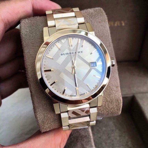  Shop Authentic Burberry The City Gold Dial Gold Steel Strap Watch for Men - BU9038 - Luxxuri