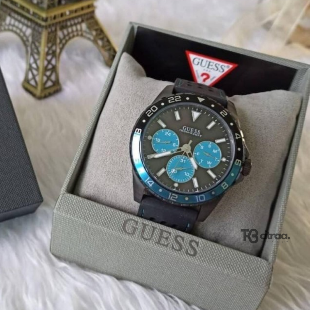  Shop Authentic Guess Odyssey Quartz Black Dial Black Leather Strap Watch For Men - W1108G5 - Luxxuri