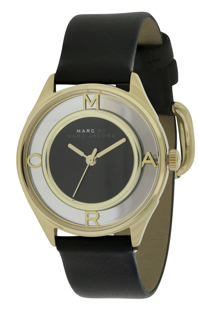  Shop Authentic Marc Jacobs Tether Black Dial Black Leather Strap Watch for Women - MBM1376 - Luxxuri