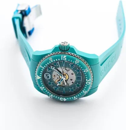  Shop Authentic Gucci Dive Automatic Green Dial Green Rubber Strap Unisex Watch - YA136344 - Luxxuri