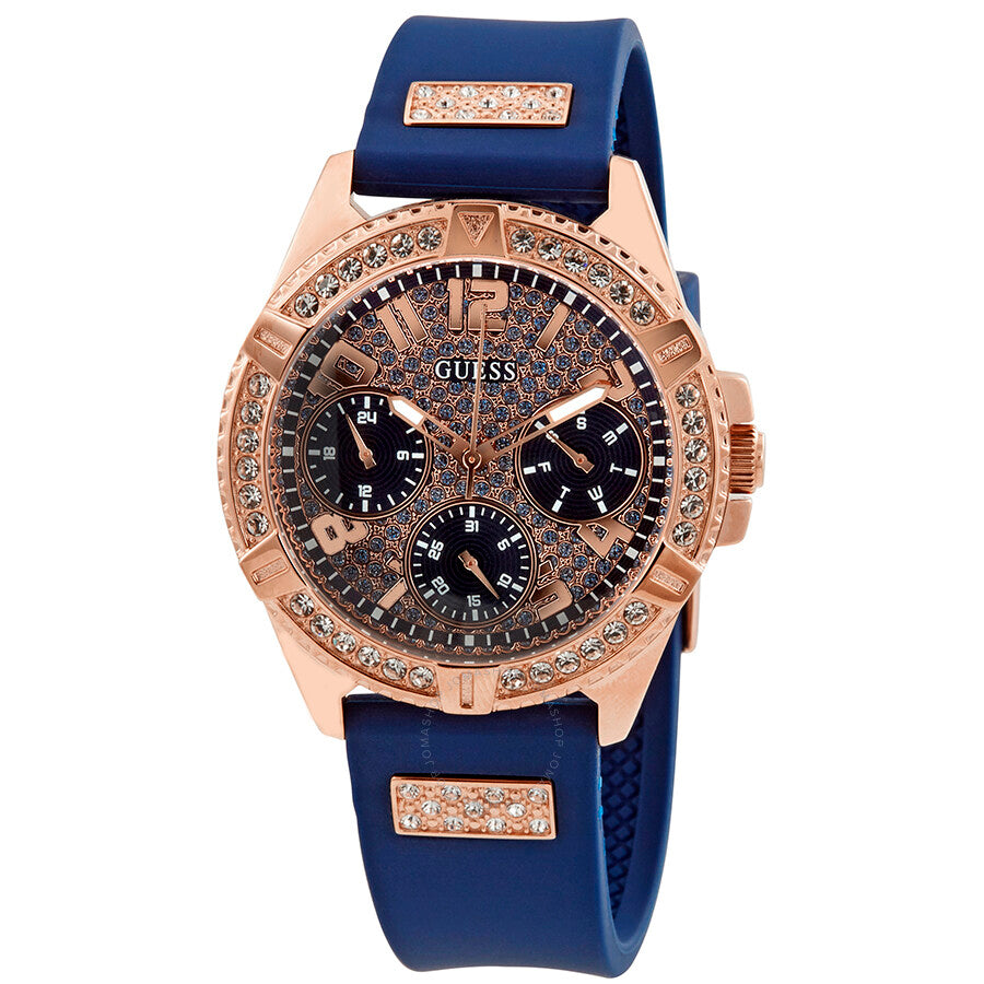  Shop Authentic Guess Frontier DIamonds Gold Dial Blue Rubber Strap Watch For Women - W1160L3 - Luxxuri
