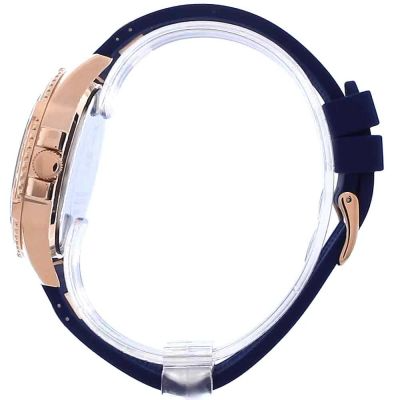  Shop Authentic Guess Frontier DIamonds Gold Dial Blue Rubber Strap Watch For Women - W1160L3 - Luxxuri