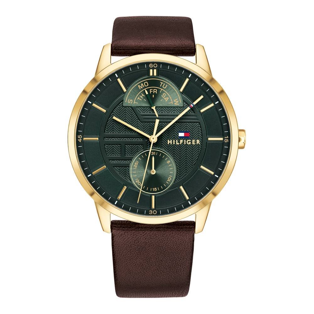  Shop Authentic Tommy Hilfiger Hunter Green Dial Brown Leather Strap Watch for Men - 1791607 - Luxxuri