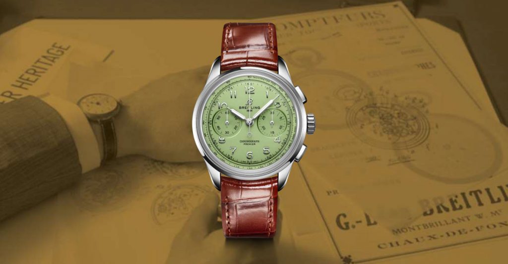  Shop Authentic Breitling Premier B09 Chronograph 40 Green Dial Brown Leather Strap Watch for Men - AB0930D31L1P1 - Luxxuri