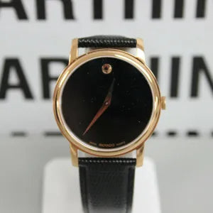  Shop Authentic Movado Museum Black Dial Black Leather Strap Watch For Men - 2100005 - Luxxuri