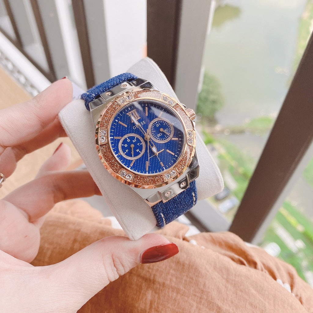  Shop Authentic Guess Limelight Quartz Analog Blue Dial Blue Denim Strap Watch For Women - W0775l10 - Luxxuri