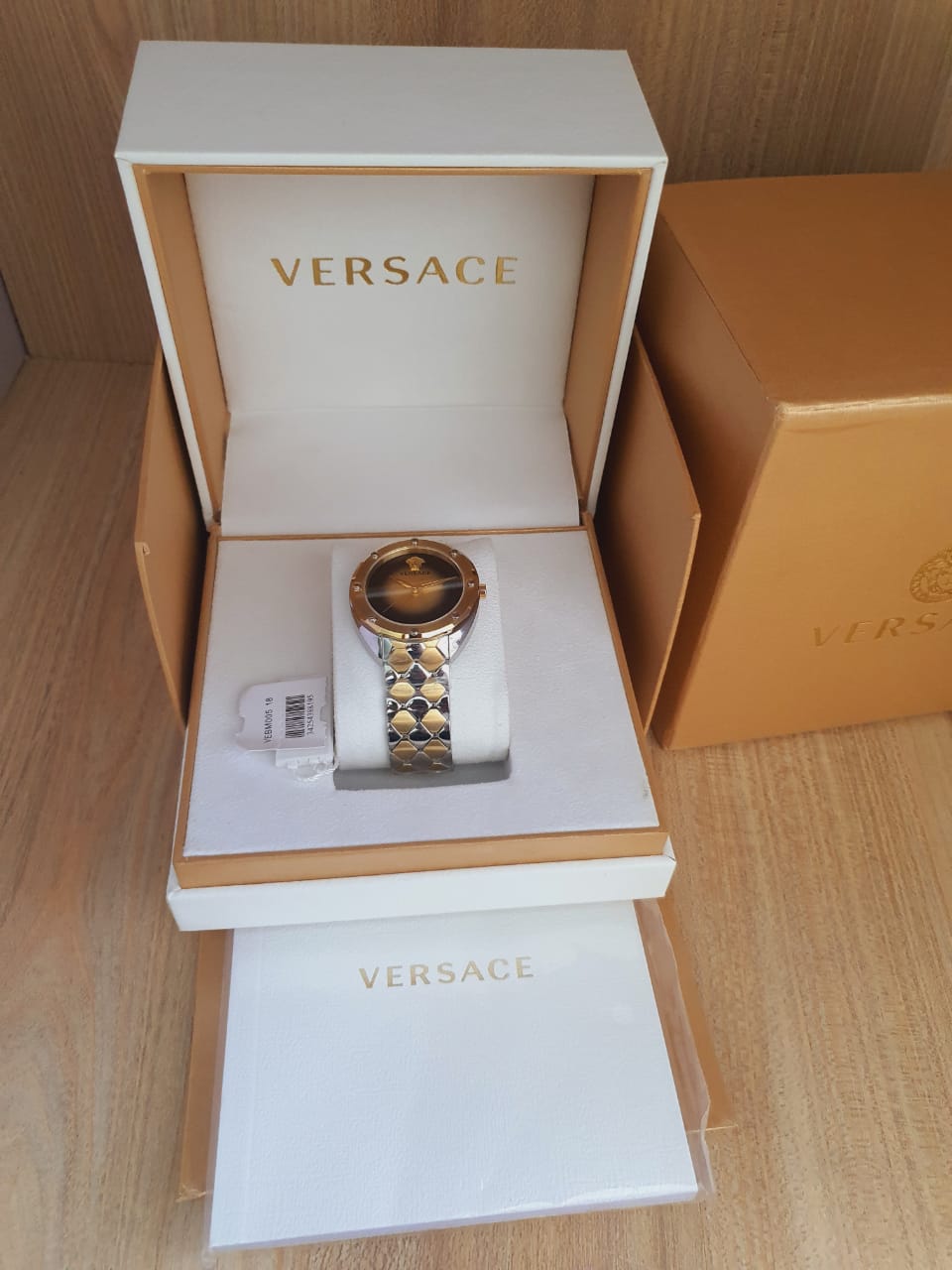  Shop Authentic Versace Shadov Quartz Gold Dial Two Tone Steel Strap Watch for Women - VEBM00518 - Luxxuri