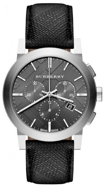  Shop Authentic Burberry The City Grey Dial Black Leather Strap Watch for Men - BU9359 - Luxxuri