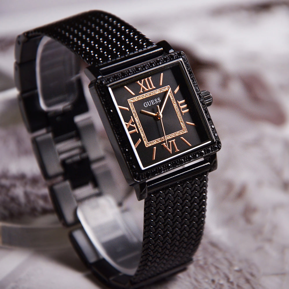  Shop Authentic Guess Highline Black Dial Black Mesh Bracelet Watch for Women - W0826L4 - Luxxuri