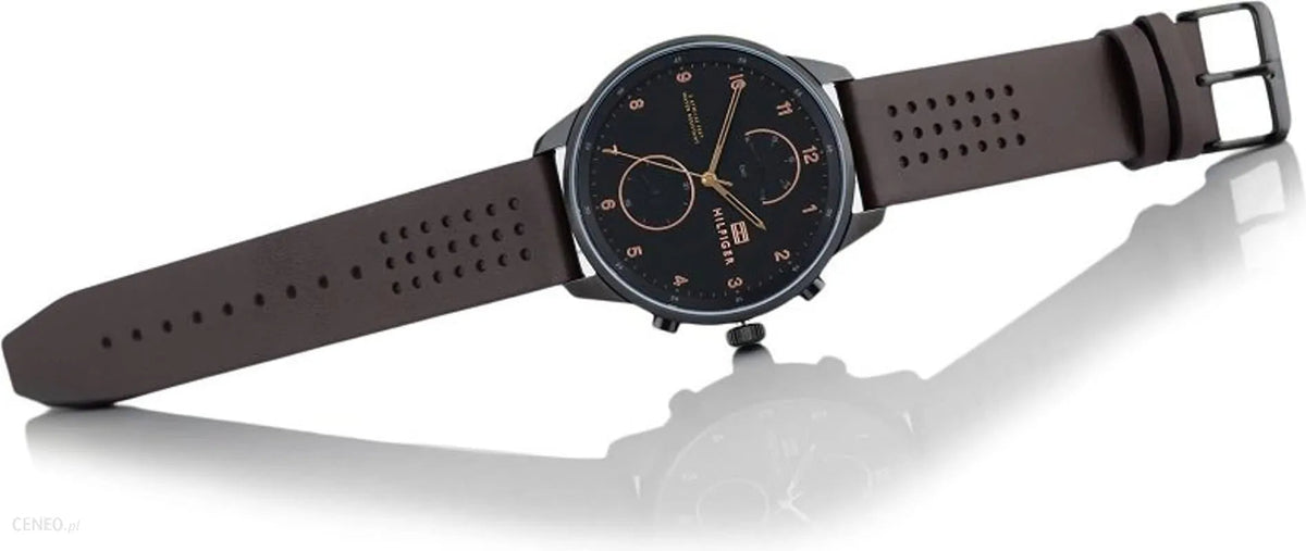  Shop Authentic Tommy Hilfiger Chase Quartz Black Dial Brown Leather Strap Watch for Men - 1791577 - Luxxuri