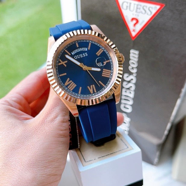  Shop Authentic Guess Connoisseur Blue Dial Blue Silicone Strap Watch For Men - GW0335G2 - Luxxuri