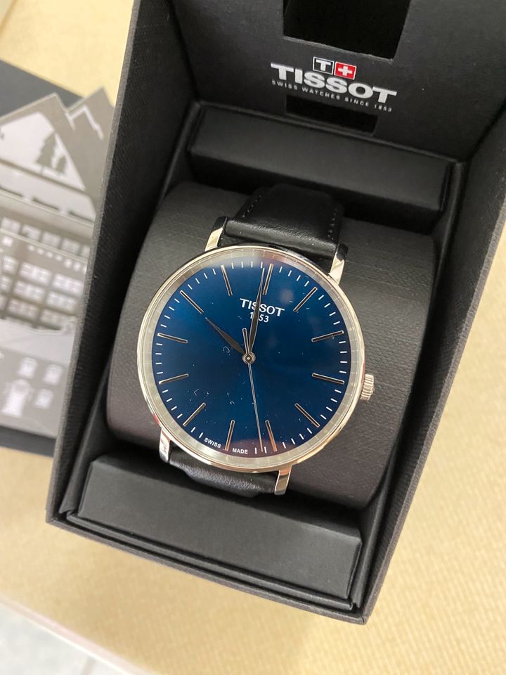  Shop Authentic Tissot Everytime Gent Blue Dial Black Leather Strap Watch for Men - T143.410.16.041.00 - Luxxuri