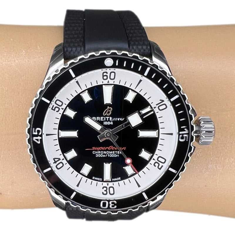  Shop Authentic Breitling Superocean Automatic 42 Black Dial Black Rubber Strap Watch for Men - A17375211B1S1 - Luxxuri