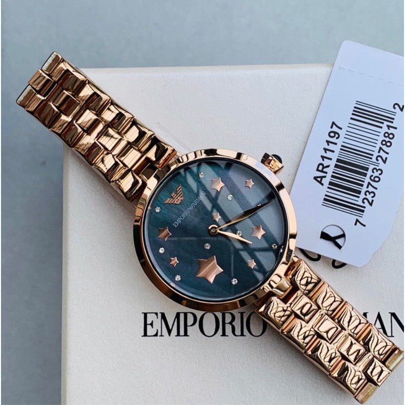  Shop Authentic Emporio Armani Arianna Black Dial Rose Gold Stainless Steel Watch For Women - AR11197 - Luxxuri