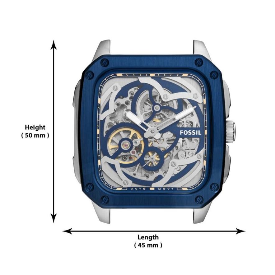  Shop Authentic Fossil Inscription Automatic Skeleton Blue Dial Brown Leather Strap Watch for Men - BQ2571 - Luxxuri