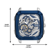  Shop Authentic Fossil Inscription Automatic Skeleton Blue Dial Brown Leather Strap Watch for Men - BQ2571 - Luxxuri