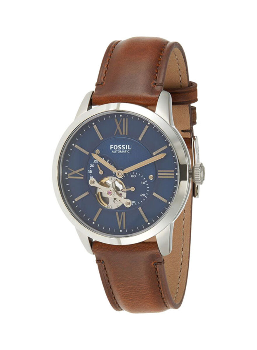  Shop Authentic Fossil Townsman Automatic Blue Dial Brown Leather Strap Watch for Men - ME3110 - Luxxuri