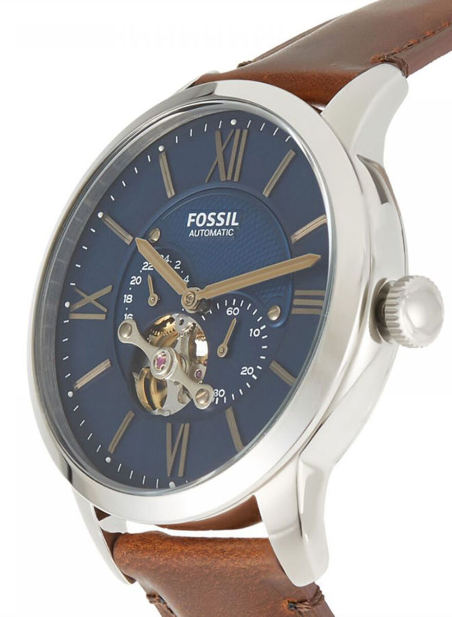  Shop Authentic Fossil Townsman Automatic Blue Dial Brown Leather Strap Watch for Men - ME3110 - Luxxuri