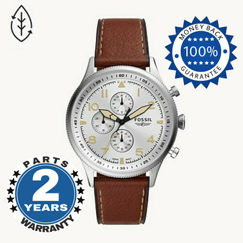  Shop Authentic Fossil Retro Pilot Chronograph Silver Dial Brown Leather Strap Watch for Men - FS5809 - Luxxuri