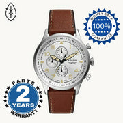  Shop Authentic Fossil Retro Pilot Chronograph Silver Dial Brown Leather Strap Watch for Men - FS5809 - Luxxuri
