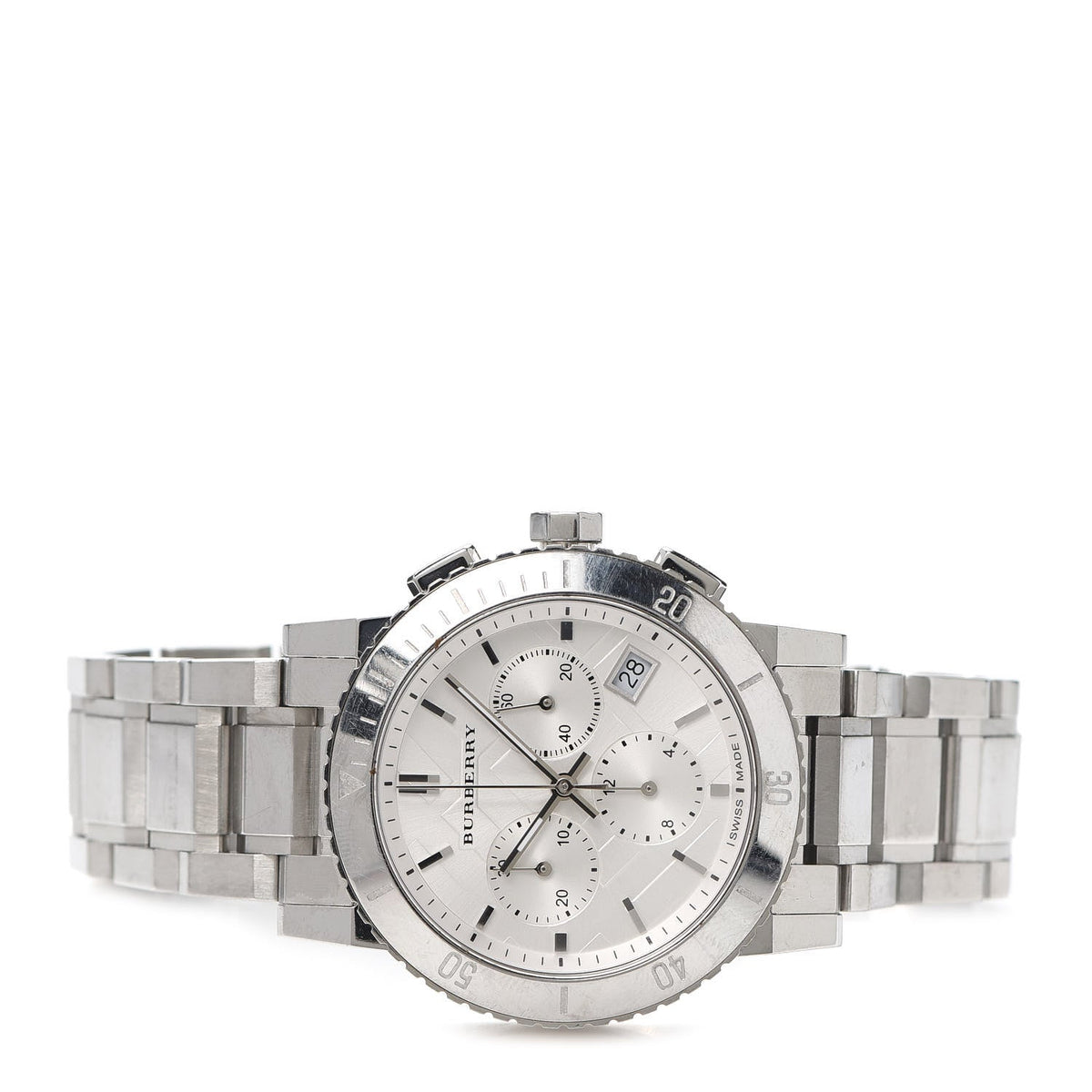  Shop Authentic Burberry City Chronograph White Dial Silver Steel Strap Watch For Women - BU9700 - Luxxuri