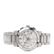  Shop Authentic Burberry City Chronograph White Dial Silver Steel Strap Watch For Women - BU9700 - Luxxuri
