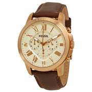  Shop Authentic Fossil Grant Chronograph White Dial Brown Leather Strap Watch for Men - FS4991 - Luxxuri